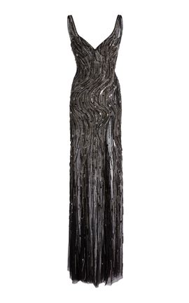 Zuhair Murad Zuhair Murad Tulle Wave Motion Embroidered Long Dress