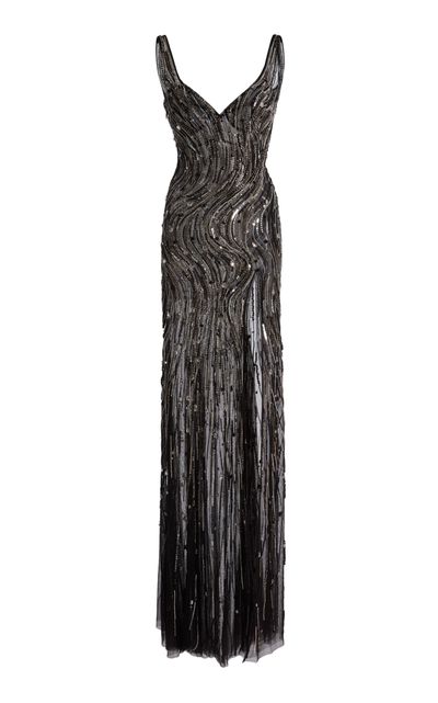 Zuhair Murad Zuhair Murad Tulle Wave Motion Embroidered Long Dress