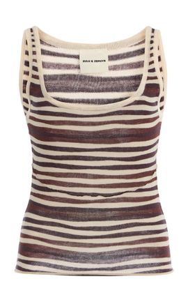 Zulu & Zephyr Zulu & Zephyr Exclusive Striped Knit Tank Top Brown AU 14
