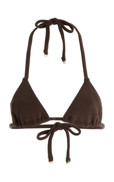 Zulu & Zephyr Zulu & Zephyr Towelling Triangle Bikini Top Brown AU 14
