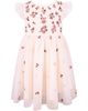 Zunie Zunie Embroidered Flutter Sleeve Mesh Dress - 1