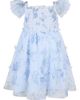 Zunie Zunie Flutter Sleeve Print Mesh Smocked Bodice Dress - 1