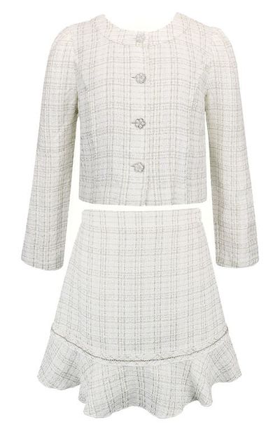 Zunie Zunie Kids' Bouclé Jacket & Skirt Set