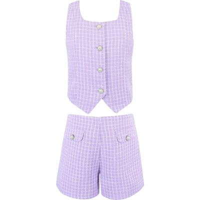 Zunie Zunie Kids' Bouclé Vest & Shorts Set