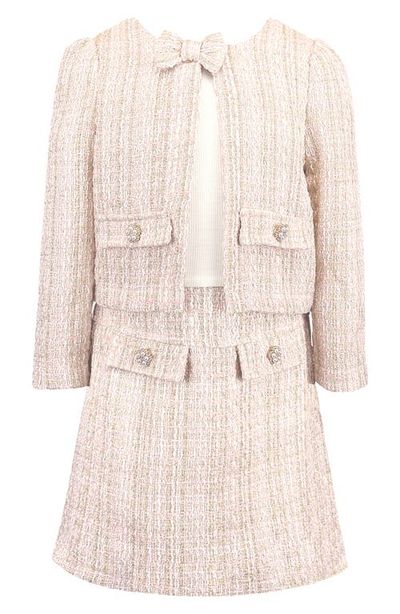Zunie Zunie Kids' Bow Boucle Jacket & Dress Set