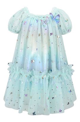 Zunie Zunie Kids' Butterfly Mesh Puff Sleeve Dress