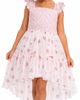 Zunie Zunie Kids' Crochet Bodice Embroidered Mesh Hi-Low Dress - 2