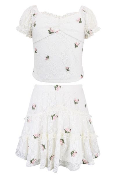Zunie Zunie Kids' Embroidered Lace 2-Piece Skirt Set