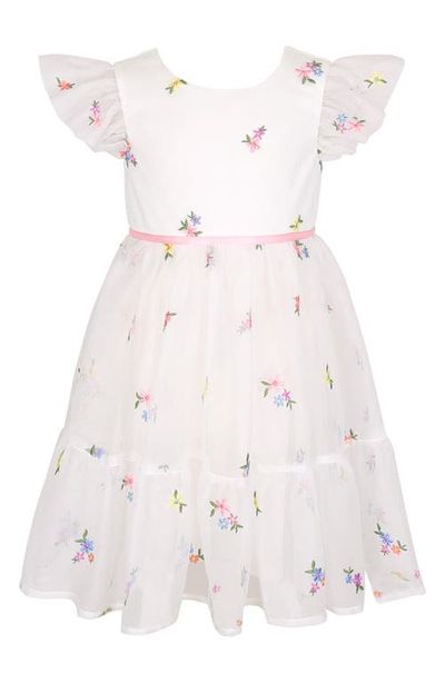 Zunie Zunie Kids' Embroidered Mesh Party Dress