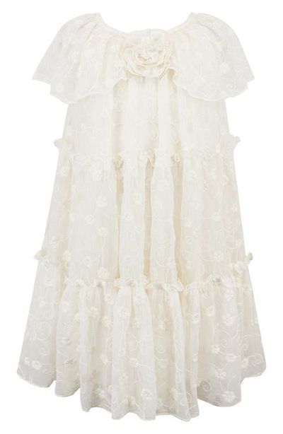 Zunie Zunie Kids' Embroidered Mesh Tiered Dress