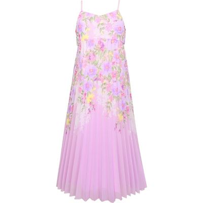 Zunie Zunie Kids' Floral Pleated Chiffon Dress