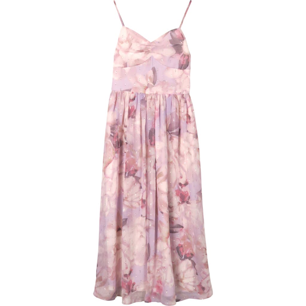 Zunie Zunie Kids' Floral Print Clip Dot Maxi Dress