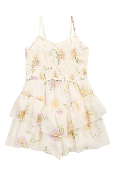 Zunie Zunie Kids' Floral Smocked Bodice Romper