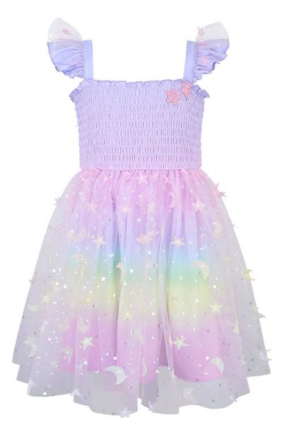Zunie Zunie Kids' Glitter Flutter Sleeve Smocked Bodice & Tulle Skirt