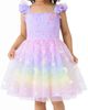Zunie Zunie Kids' Glitter Flutter Sleeve Smocked Bodice & Tulle Skirt - 2