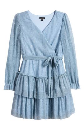 Zunie Zunie Kids' Metallic Long Sleeve Plissé Dress