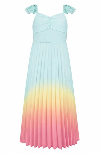 Zunie Zunie Kids' Ombré Flutter Sleeve Pleated Maxi Dress