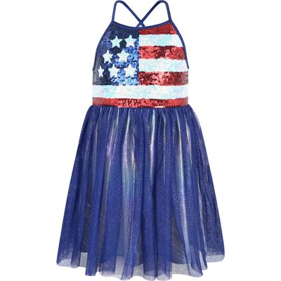 Zunie Zunie Kids' Sequin Flag Party Dress