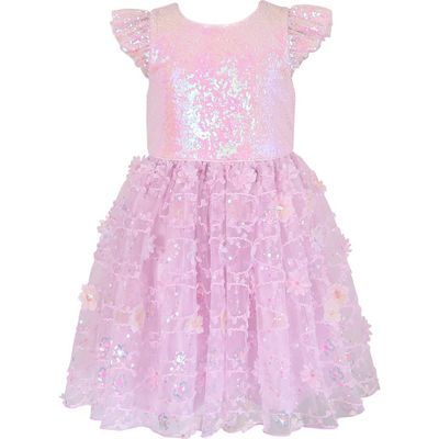 Zunie Zunie Kids' Sequin Flutter Sleeve Party Dress