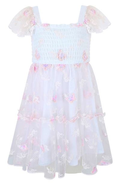 Zunie Zunie Kids' Smocked Bodice Dimensional Appliqué Party Dress