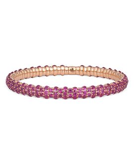 Zydo Zydo 18K Rose Gold Intense Pink Sapphire Slim Dome Stretch Bracelet, 9.65 tcw