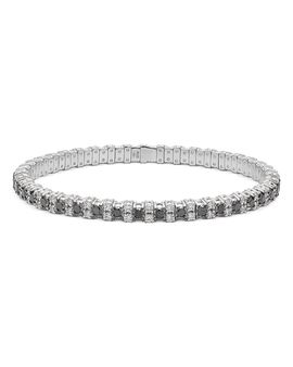 Zydo Zydo 18K White Gold Black & White Diamond Pyramid Stretch Bracelet