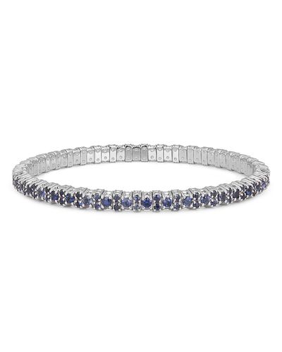 Zydo Zydo 18K White Gold Blue Sapphire Pyramid Stretch Bracelet, 4.01 tcw