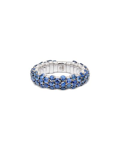 Zydo Zydo 18K White Gold Blue Sapphire Slim Domed Stretch Ring