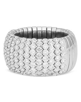 Zydo Zydo 18K White Gold Diamond Half Eternity Medium Dome Stretch Ring, 3.15 tcw