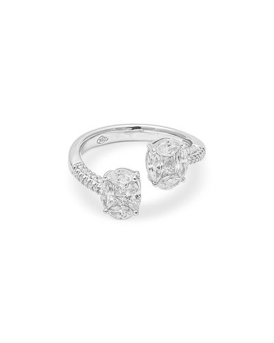 Zydo Zydo 18K White Gold Diamond Mosaic Bypass Oval Element Ring, 1.07 tcw