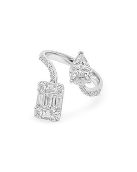 Zydo Zydo 18K White Gold Diamond Mosaic Bypass Ring, 1.54 tcw