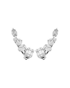 Zydo Zydo 18K White Gold Diamond Mosaic Climber Earrings, 1.41 tcw