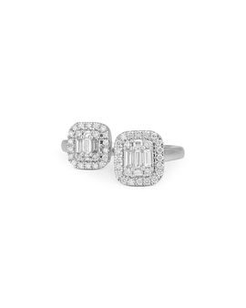 Zydo Zydo 18K White Gold Diamond Mosaic Octagonal Halo Open Ring, 0.59 tcw