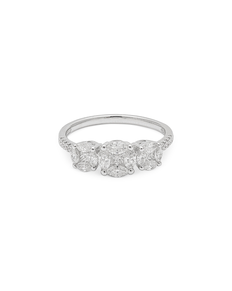Zydo Zydo 18K White Gold Diamond Mosaic Trilogy Round Element Ring, 0.88 tcw