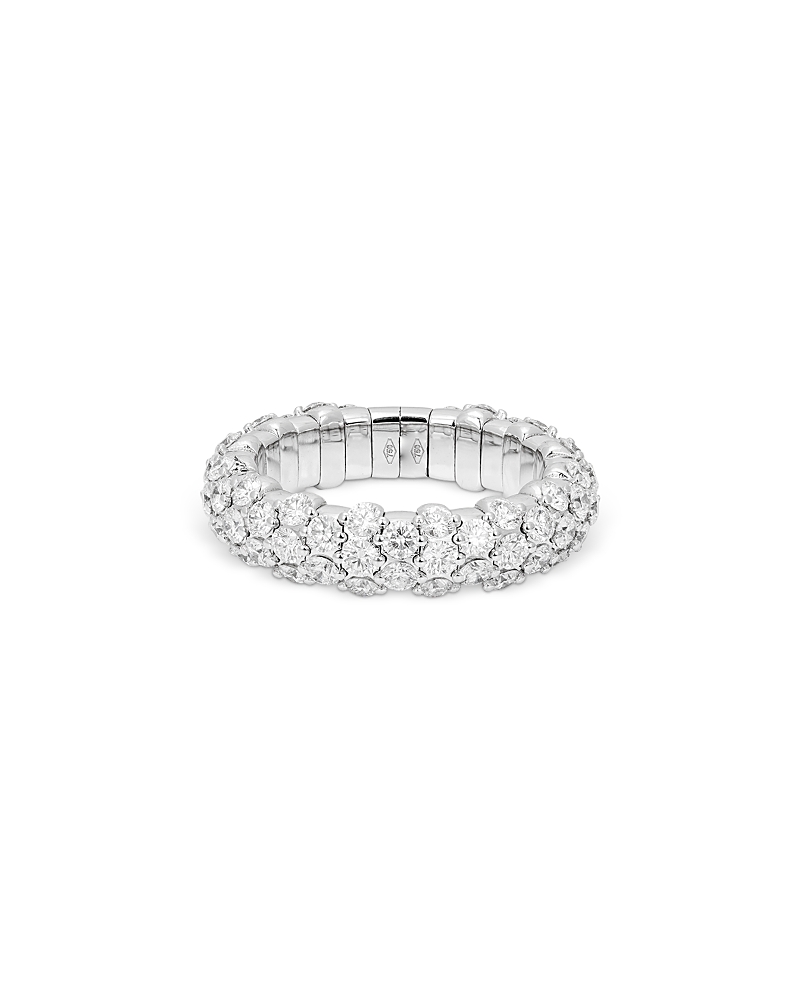Zydo Zydo 18K White Gold Diamond Slim Dome Stretch Ring, 2.43 tcw