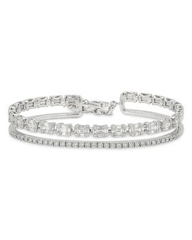Zydo Zydo 18K White Gold Diamond Two Row Bangle Bracelet, 2.18 tcw