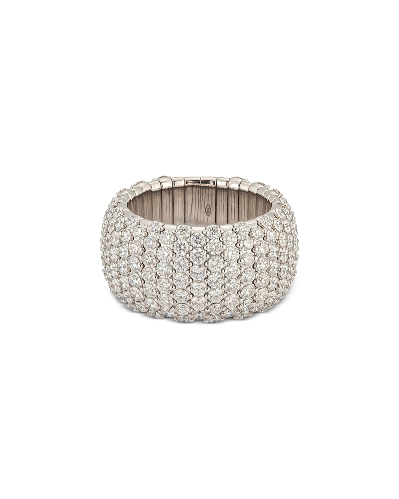 Zydo Zydo 18K White Gold Diamond Wide Domed Stretch Ring, 6.21 tcw
