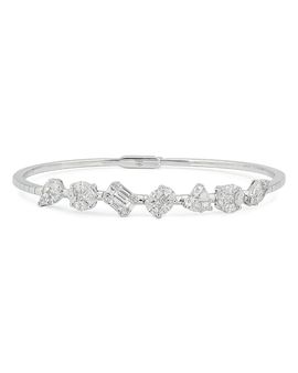 Zydo Zydo 18K White Gold Mosaic Diamond Calibre Cut Bangle Bracelet