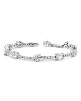 Zydo Zydo 18K White Gold Mosaic Diamond Mixed Cut Elements Link Bracelet