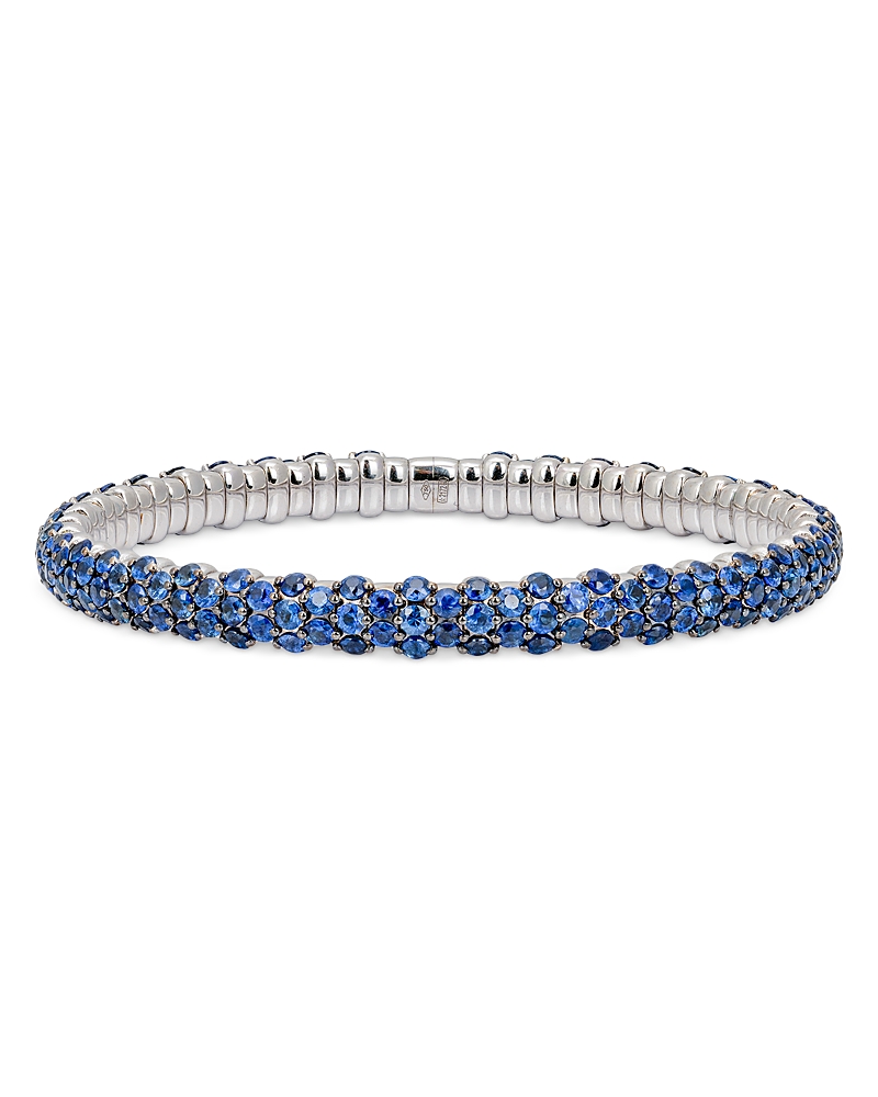 Zydo Zydo 18K White Gold Stretch Blue Sapphire Bangle Bracelet