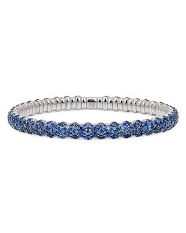 Zydo Zydo 18K White Gold Stretch Blue Sapphire Bangle Bracelet