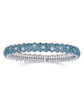 Zydo Zydo 18K White Gold Stretch Blue Topaz & Diamond Bracelet