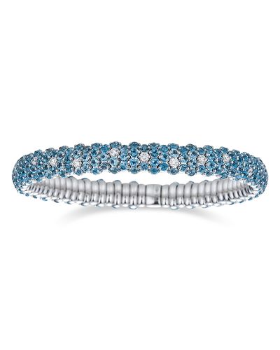 Zydo Zydo 18K White Gold Stretch Blue Topaz & Diamond Bracelet