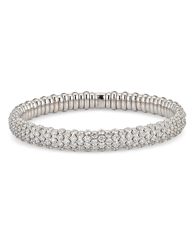 Zydo Zydo 18K White Gold Stretch Diamond Bangle Bracelet, 10.51 tcw