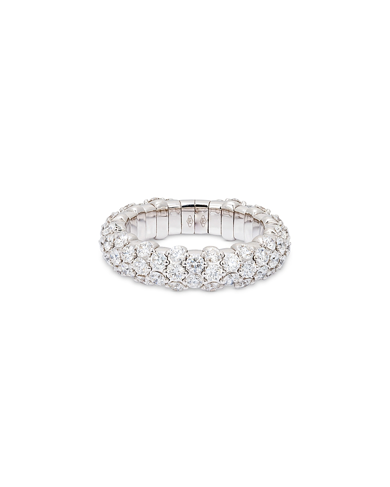 Zydo Zydo 18K White Gold Stretch Diamond Multirow Statement Band, 2.59 tcw