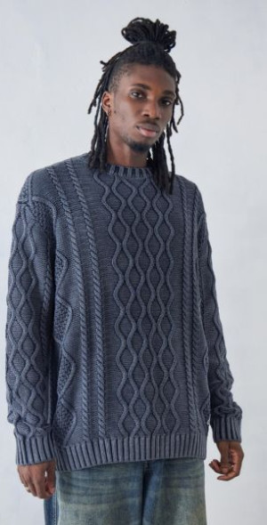 Bdg Urban Outfitters Black Sweater BDG Acid Wash Black Cable Knit