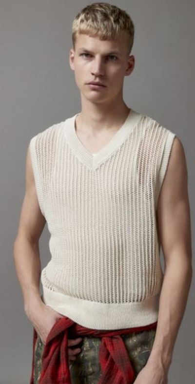 BDG Beach Sweater Vest in Ivory, Men's at Urban Outfitters