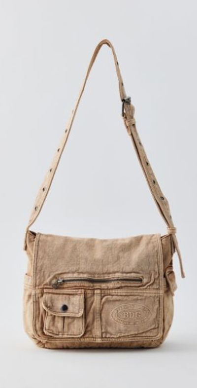 BDG BDG Denim Crossbody Messenger Bag in Tan Wash, Women's at Urban Outfitters