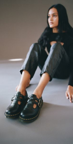 Martens 8065 Smooth Leather Mary Jane Shoe Shoe in Black