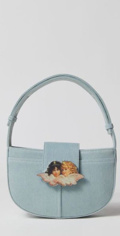 Fiorucci - Denim Angels Clasp Shoulder Bag in Light Blue, Women